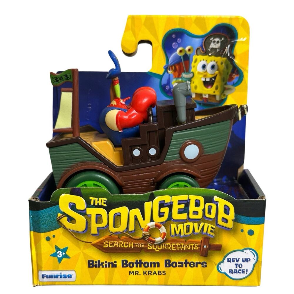 SpongeBob Movie Bikini Bottom Boaters Mr Krabs Vehicle Rev Up To Race Car Toy